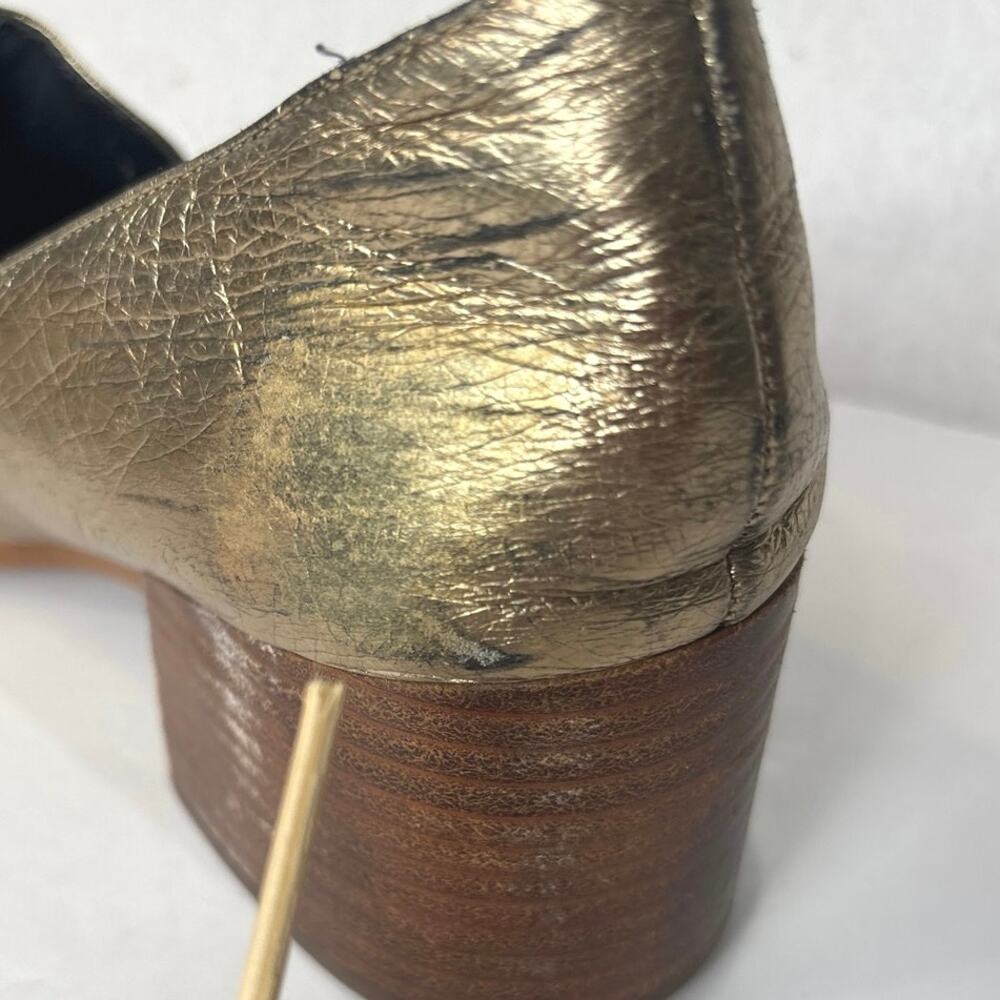 Rebecca Minkoff Edie Loafers Women's 8 Gold Metallic Tassel Heeled Leather - Picture 10 of 12